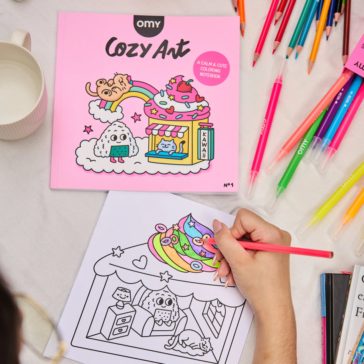 Pochette Coloriage Animals OMY – Mini Set Avec 6 Crayons Pour Enfants De 3 à 7 Ans