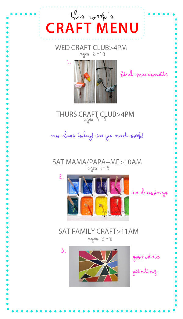 Craft Menu :: Week of June 10th - TREEHOUSE kid and craft