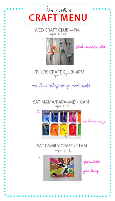 Craft Menu :: Week of June 10th
