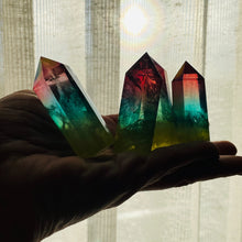 Load image into Gallery viewer, Rainbow Aura Quartz Crystal Point Tower
