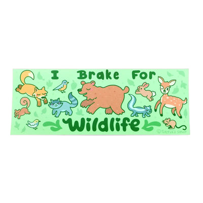 I Brake For Wildlife Forest Vinyl Bumper Sticker