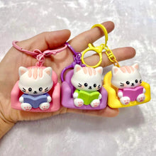 Load image into Gallery viewer, Reading Cat Keycharms