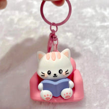 Load image into Gallery viewer, Reading Cat Keycharms