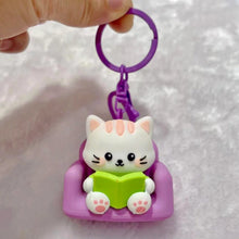 Load image into Gallery viewer, Reading Cat Keycharms