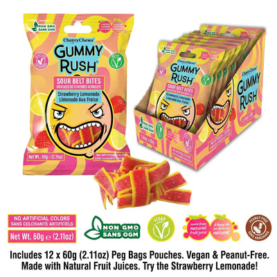 Gummy Rush Mini Sour Belt Bites Strawberry Lemonade