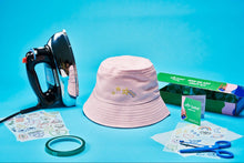 Load image into Gallery viewer, Hot Dang Press - Iron-on Craft Kit - Bucket Hat: Cream / Cool Themes Sheet Pack