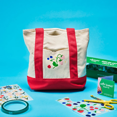 Hot Dang Press - Iron-on Craft Kit - Tote Bag: Blue / Fruits and Flowers Pack