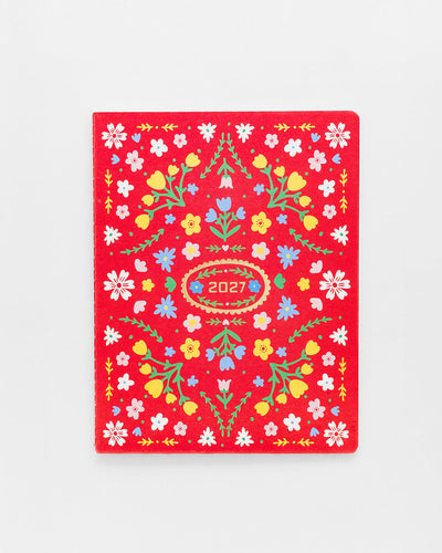 Red Scandinavian Floral 12 Month planner