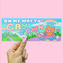 Load image into Gallery viewer, Turtle's Soup - On My Way To Gay Town, Funny, Pride, Car, Bumper Sticker