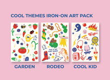 Load image into Gallery viewer, Hot Dang Press - Iron-on Craft Kit - Bucket Hat: Cream / Cool Themes Sheet Pack