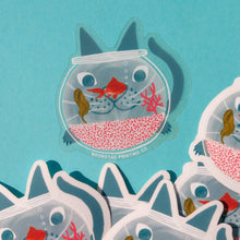 Load image into Gallery viewer, Fishbowl Cat Clear Sticker
