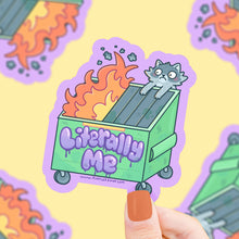 Load image into Gallery viewer, Turtle's Soup - Dumpster Fire Literally Me Raccoon Funny Vinyl Sticker