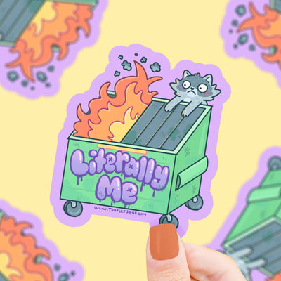 Turtle's Soup - Dumpster Fire Literally Me Raccoon Funny Vinyl Sticker