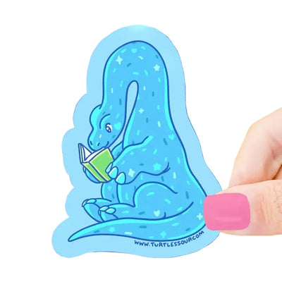Reading Brontosaurus Dinosaur Bookish Sticker