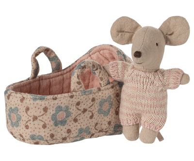 Baby mouse carry cot - Blue & Rose