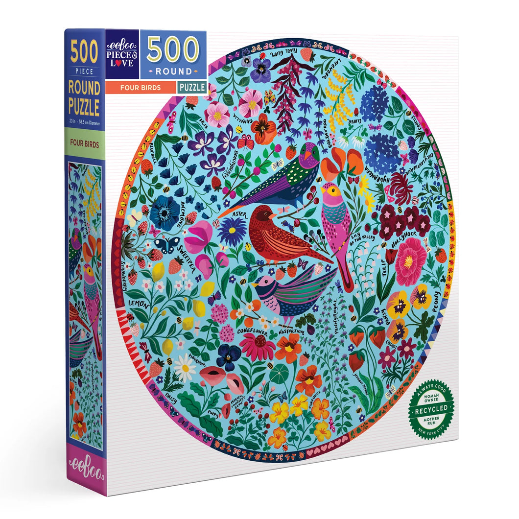 Four Birds 500 Piece Round Puzzle