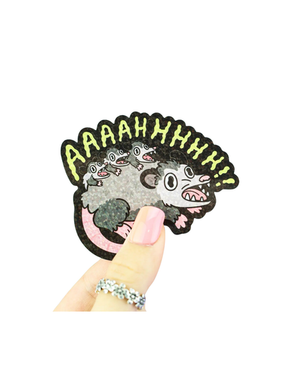 AAAAHHHHH!! | Glitter Screaming Possum Sticker