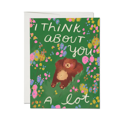 I Think About You A Lot - Daydreaming Bear Greeting Card