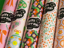 Load image into Gallery viewer, Fleurty Girl Retro Floral Wrapping Paper - Rolled Set of 3 Sheets