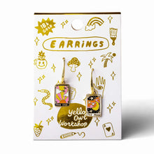 Load image into Gallery viewer, Yellow Owl Drop Earrings