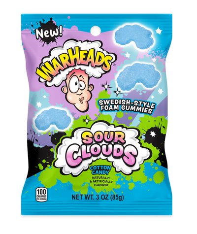 Warheads Sour Clouds Swedish Style Cotton Candy Gummy