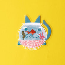 Load image into Gallery viewer, Fishbowl Cat Clear Sticker