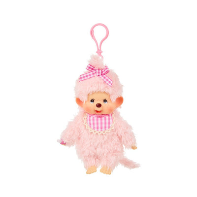 Monchhichi Girl - Fluffy Pink Big Head Keychain