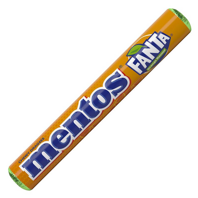 Long Island Candy Factory - Mentos Orange Fanta Soda Fruit Chewy Candy Roll Import 16 ct Tray
