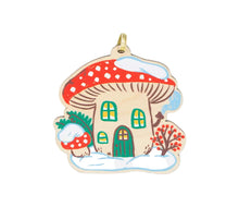 Load image into Gallery viewer, Winter Mushroom House Wooden Ornament