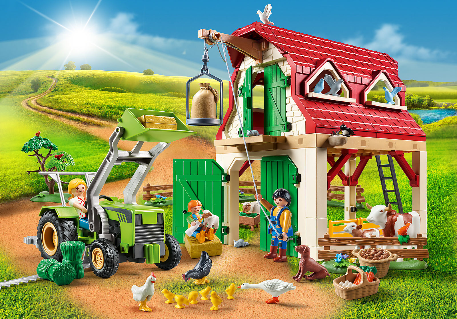  Playmobil Large Tractor with Accessories : Toys & Games