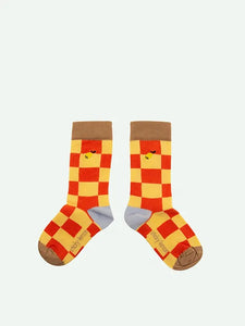 Sticky Lemon Socks | Checkerboard | Ladybird Red