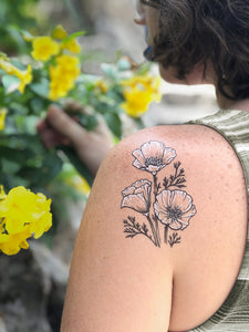 Golden Poppy Temporary Tattoo - TREEHOUSE kid and craft